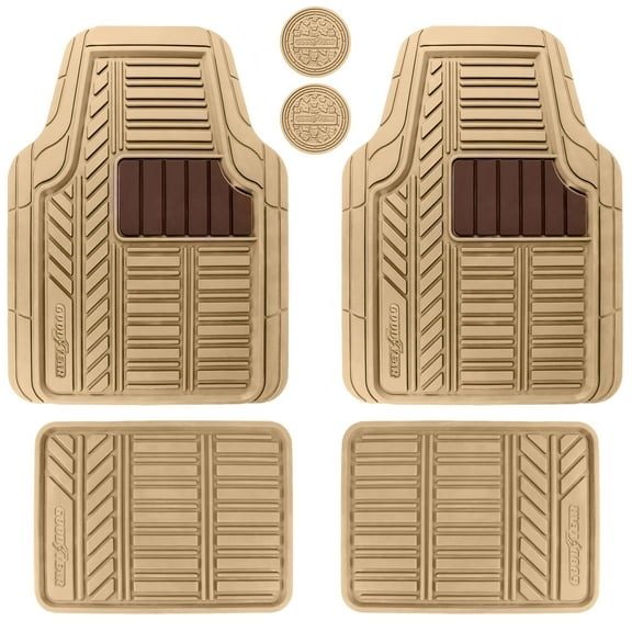 Goodyear 4-Piece Universal All Weather Protection Rubber Floor Mats - Beige