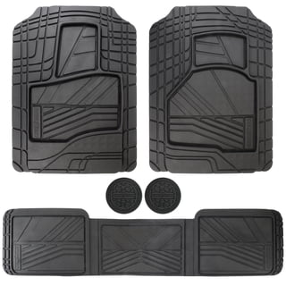 Goodyear 5-Piece Deep Dish All-Weather Rubber Floor Mats – Heavy Duty Waterproof Universal Trim-to-Fit Car, SUV & Truck Floor Liners – Black