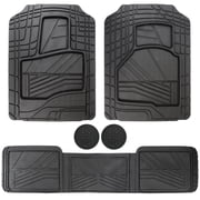 Goodyear 5-Piece Deep Dish All-Weather Rubber Floor Mats – Heavy Duty Waterproof Universal Trim-to-Fit Car, SUV & Truck Floor Liners – Black