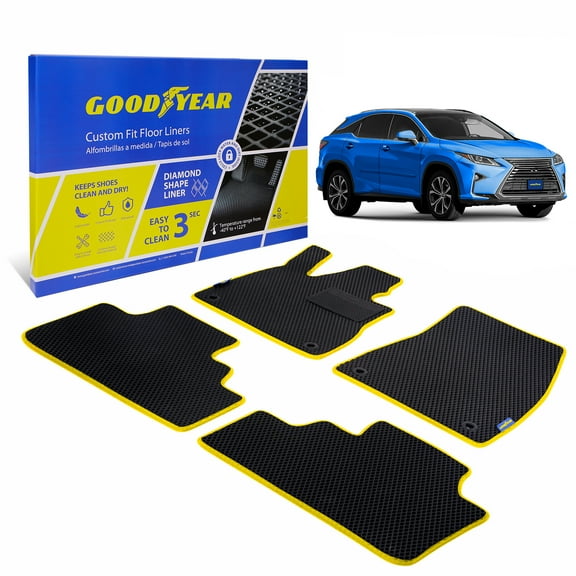 Goodyear All-Weather Car Floor Mats Custom Fit for Lexus RX 2016-2022, 4 Pc.Set, Heavy-Duty Diamond Floor Liners for Cars, SUVs, Trucks Ultimate Interior Car Accessories for Men & Women- GY007101