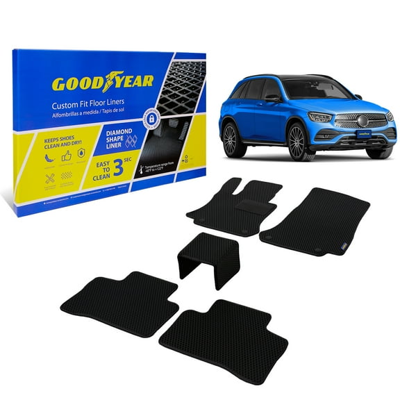 Goodyear All-Weather Car Floor MatsCustom Fit for Mercedes GLC-Class 16-22, 5 Pc.Set, Heavy-Duty Diamond Floor Liners for Cars, SUVs, TrucksUltimate Interior Car Accessories for Men&Women- GY007065