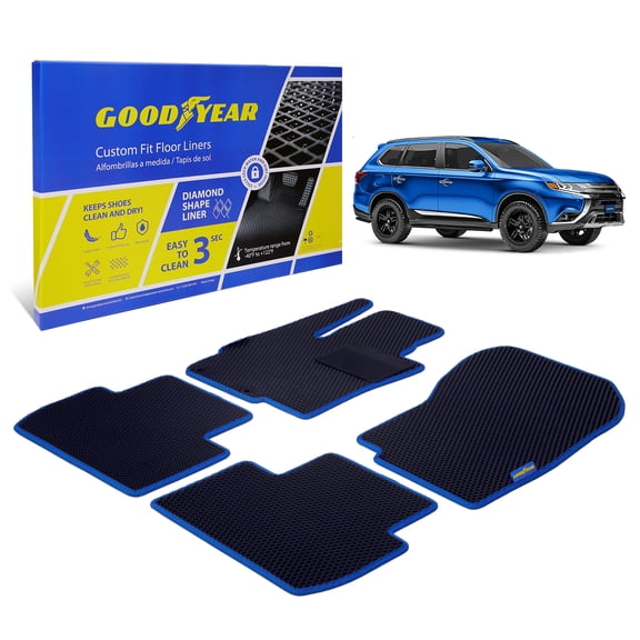Goodyear All-Weather Car Floor MatsCustom Fit for Mitsubishi Outlander 14-21, 4 Pc. Set,Heavy-Duty Diamond Floor Liners for Cars,SUVs,TrucksUltimate Interior Car Accessories for Men&Women- GY007129