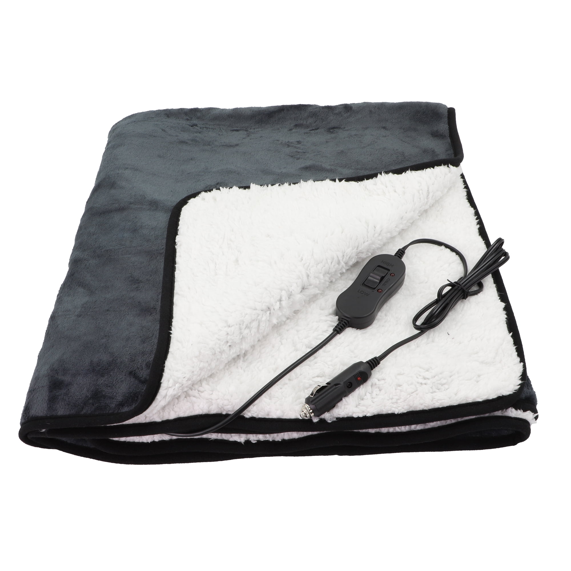 Goodyear Automotive, 12 Volt Heated Car Blanket, Reversible Plush/Sherpa,  55 length x 40 width, 1lbs - Walmart.com