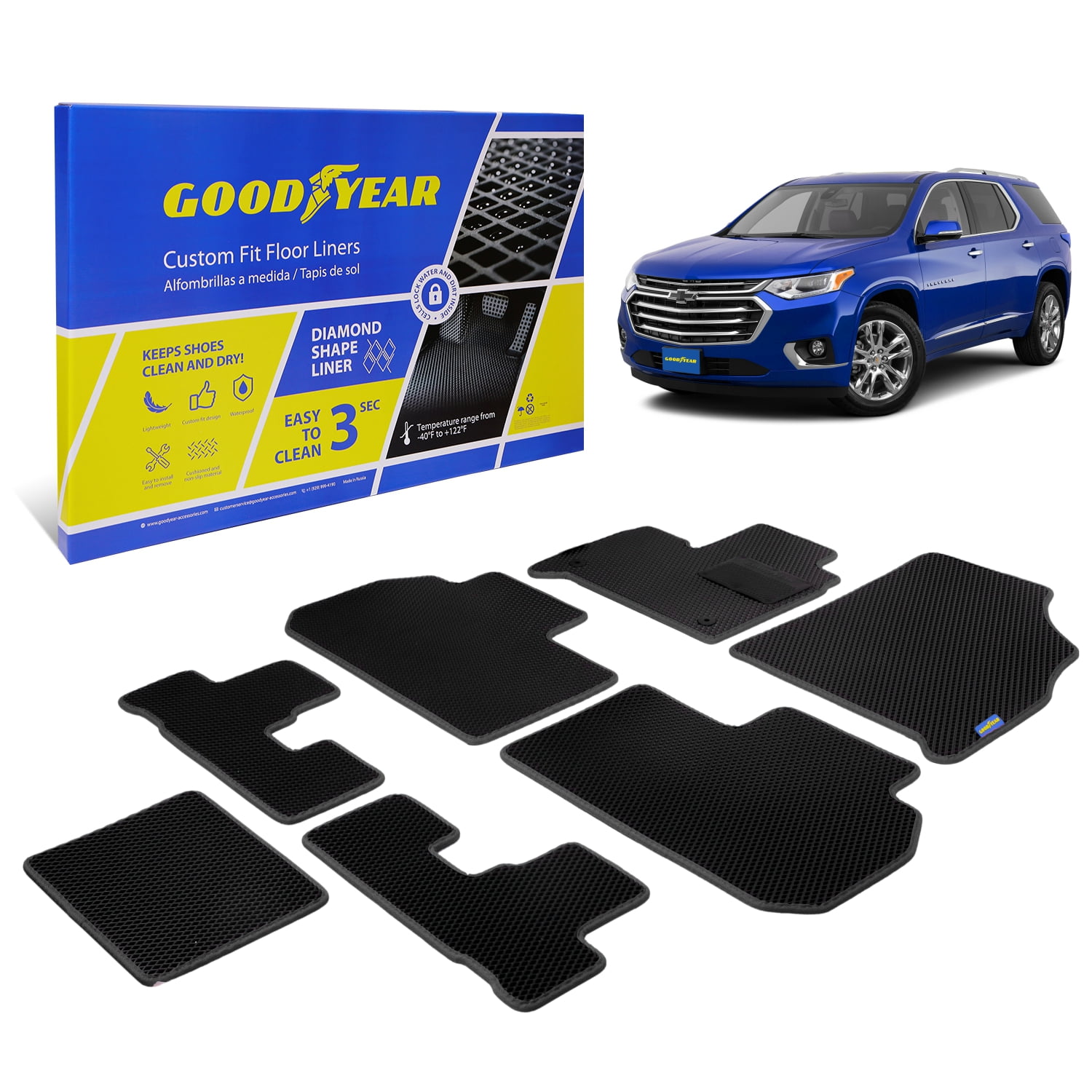 Goodyear Custom Fit Car Floor Liners for Chevy Traverse 20182024
