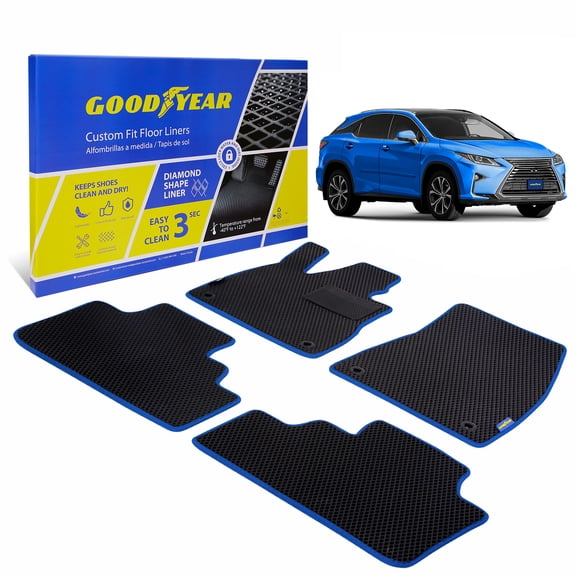 Goodyear All-Weather Car Floor Mats Custom Fit for Lexus RX 2016-2022, 4 Pc.Set, Heavy-Duty Diamond Floor Liners for Cars, SUVs, Trucks Ultimate Interior Car Accessories for Men & Women- GY004985