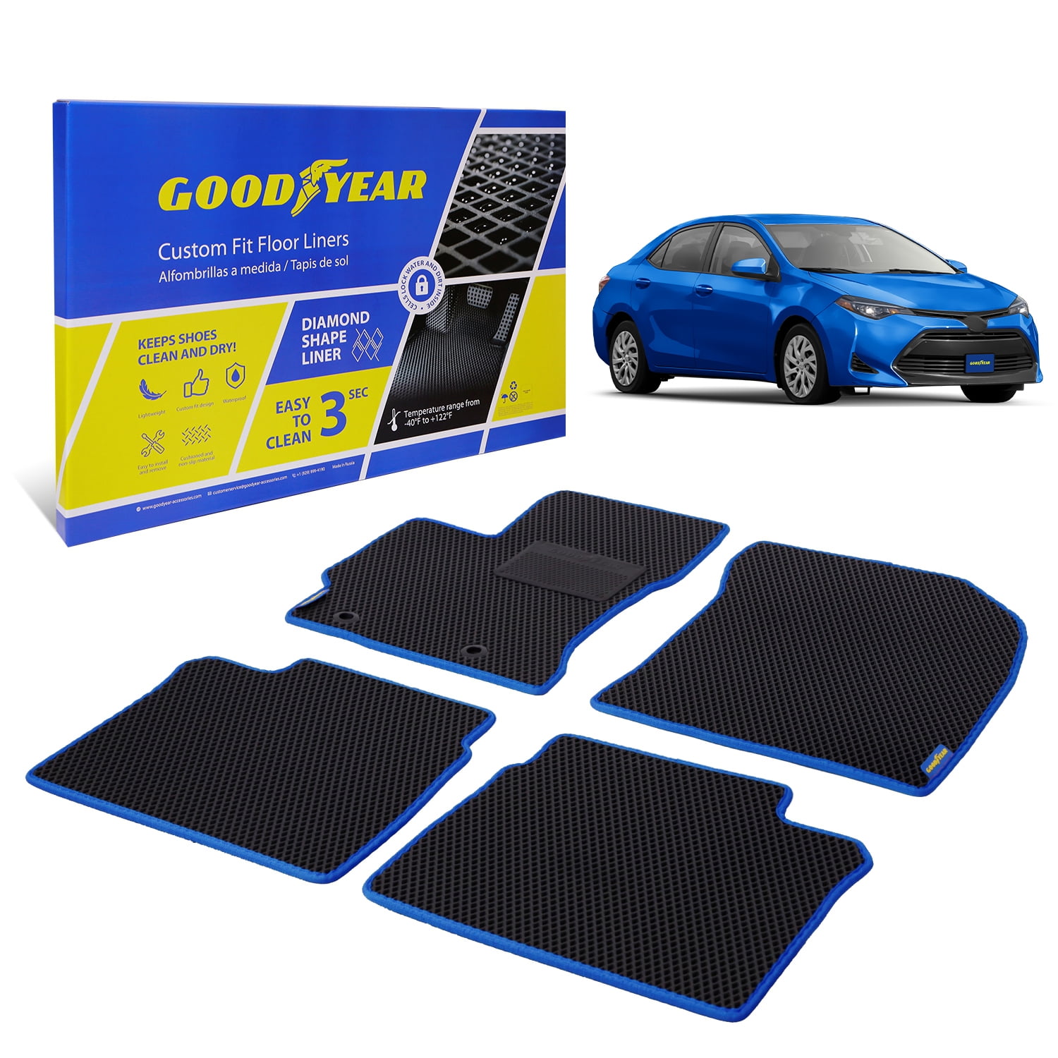 Goodyear All-Weather Car Floor Mats - Custom Fit for Toyota Corolla 14 ...