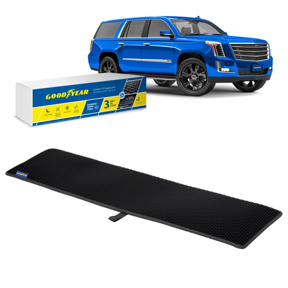 Goodyear Custom Fit Cargo Mat Liner for Cadillac Escalade 2015-2020 - Heavy Duty Trunk Liner, Dimond Shape,Luggage with Waterproof,Liquid & Dirt Trapping Technology - Anti-Slip Cargo Liner - GY004588