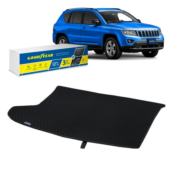 Goodyear Custom Fit Cargo Mat Liner for Jeep Compass 2007-2017 - Heavy Duty Trunk Liner, Diamond Shape, Luggage with Waterproof, Liquid & Dirt Trapping Technology - Anti-Slip Cargo Liner - GY006341