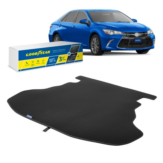 Goodyear Custom Fit Cargo Mat Liner for Toyota Camry 2015-2017 - Heavy Duty Trunk Liner Dimond Shape Luggage with Waterproof Liquid Dirt Trapping Technology - Anti-Slip Cargo Liner - GY004538