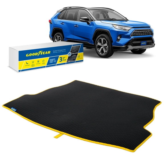 Goodyear Custom Fit Cargo Mat Liner for Toyota RAV4 2019-2025 - Heavy Duty Trunk Liner, Dimond Shape, Luggage with Waterproof, Liquid & Dirt Trapping Technology - Anti-Slip Cargo Liner-GY004568