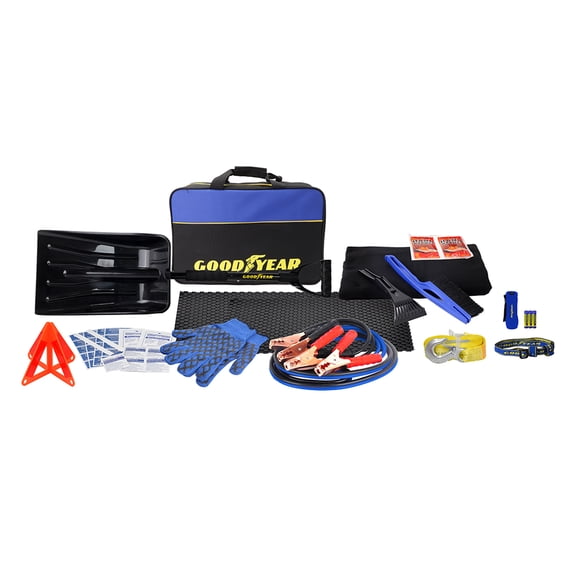 Goodyear Emergency Kit. Assembled Product Dimensions: 12in x 6in x 6in. Product weight: 3lbs.