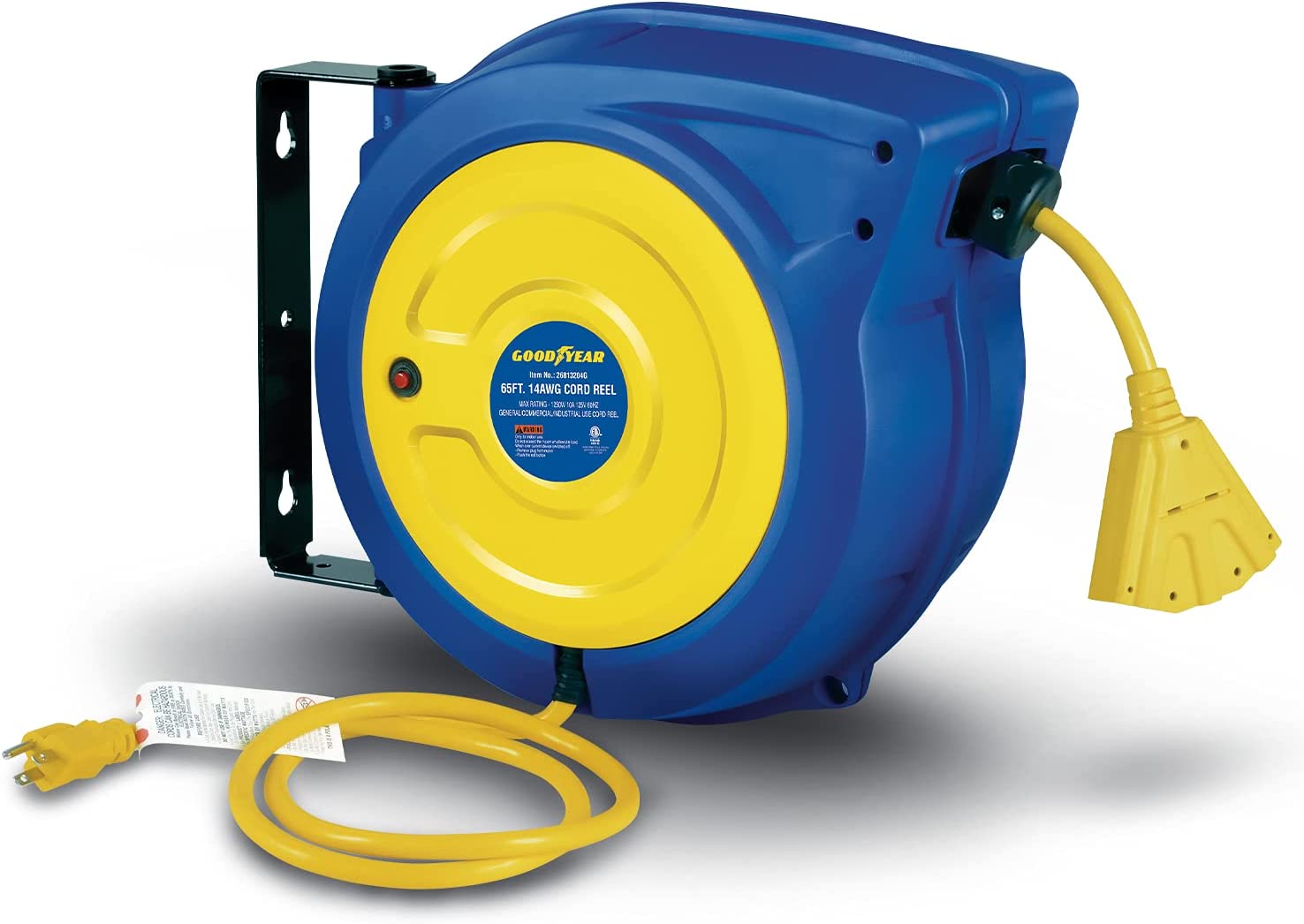 Goodyear Extension Cord Reel Mountable & Retractable 14AWG x 65' Ft