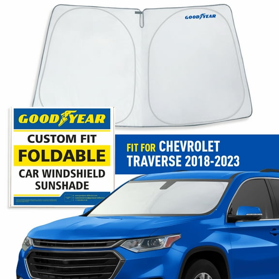 Goodyear Foldable Windshield SunShade for Chevrolet (Chevy) Traverse 2018-2023, SUV car accessories, Sunshade Cover, Sun Shade Car Windshield, Window Sun Blocker - GY008329