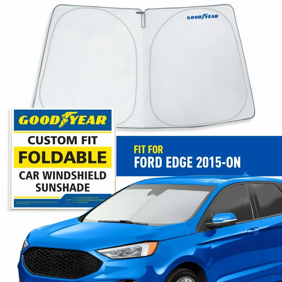 Goodyear Foldable Windshield Sun Shade for Ford Edge 2015-2024, Custom-Fit Car Windshield Cover,Car Sunshade,UV Protection,Vehicle Sun Protector,Auto Car Window Shades for Front Window - GY008297
