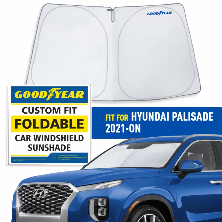 Goodyear Foldable Windshield Sun Shade for Hyundai Palisade 2021-2024,  Custom-Fit Car Windshield Cover, Car Sunshade, Vehicle Sun Protector, Auto  Car Window Shades for Front Window - GY008213 