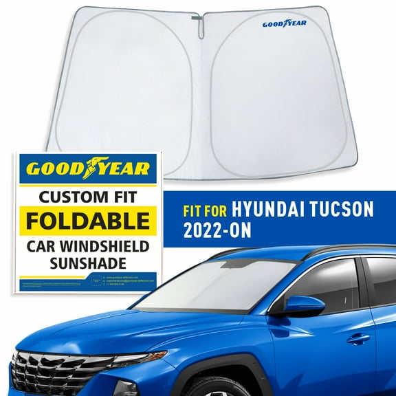 Goodyear Foldable Windshield Sun Shade for Hyundai Tucson 2022-2026, Custom-Fit Car Windshield Cover,Car Sunshade,UV Protection,Vehicle Sun Protector,Auto Car Window Shades for Front Window -GY008259