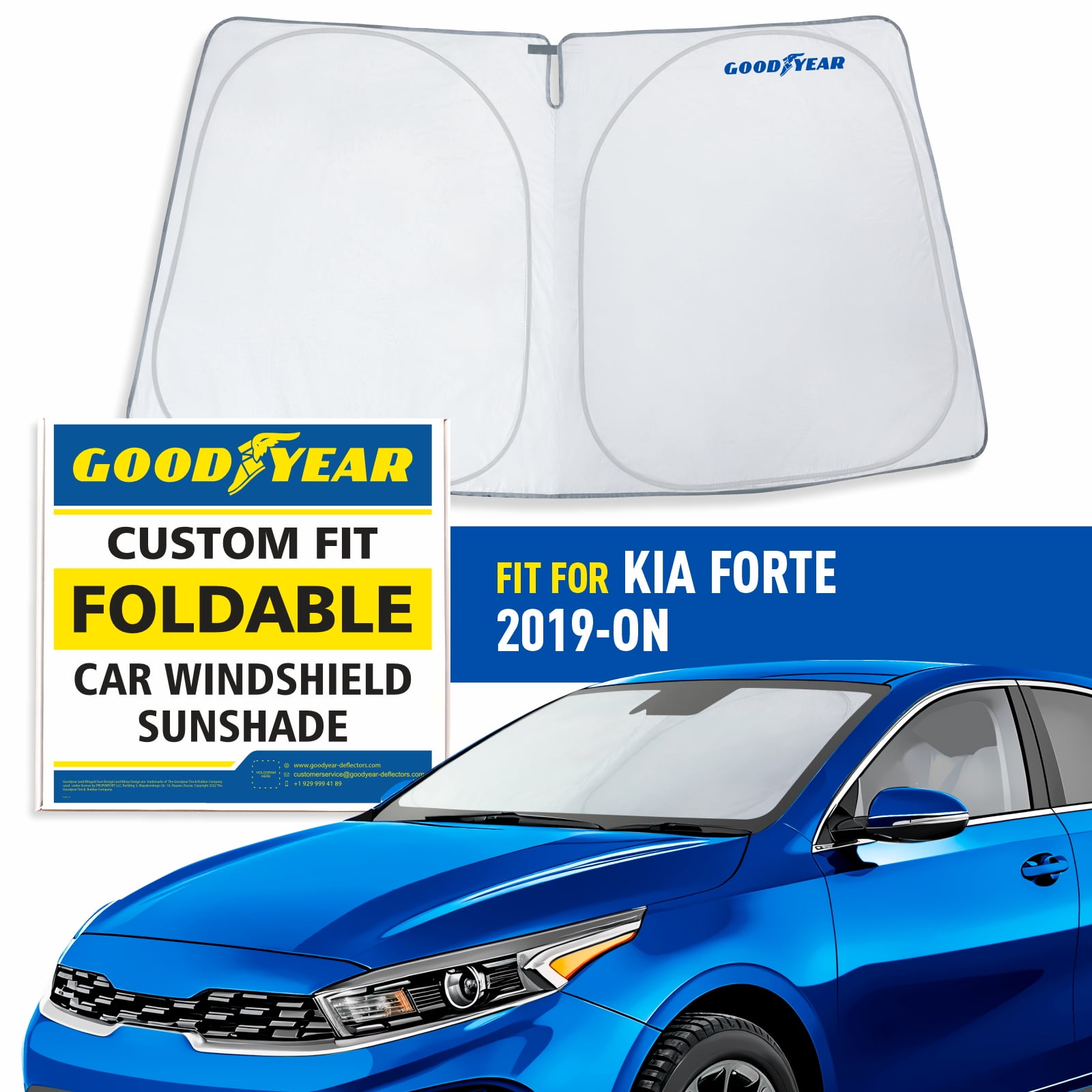 Goodyear Foldable Windshield SunShade for Kia Forte 2019-2025, Car ...