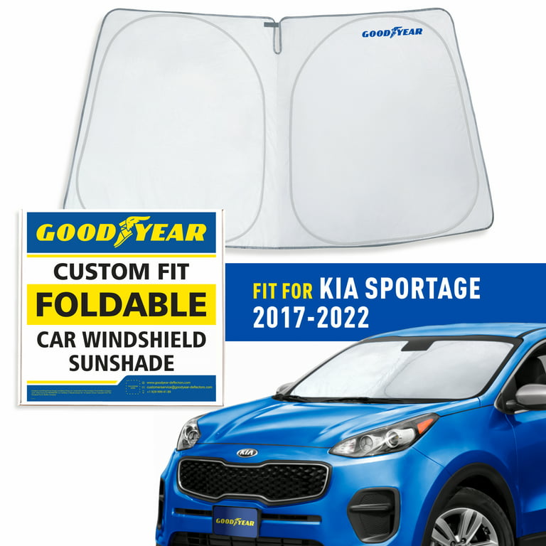 Goodyear Foldable Windshield Sun Shade for Kia Sportage 2017-2022,  Custom-Fit Car Windshield Cover, Car Sunshade, UV Protection,Vehicle Sun