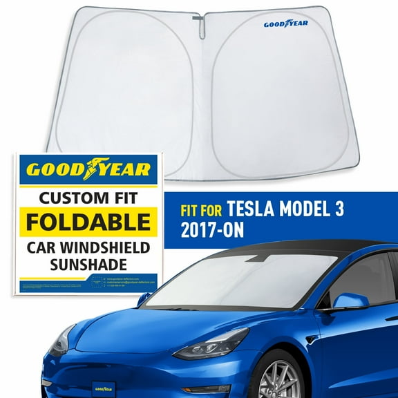 Goodyear Foldable Windshield SunShade for Tesla Model 3 2017-2025, Car Accessories, Sunshade Cover, Sun Shade Car Windshield, Window Sun Blocker - GY008286