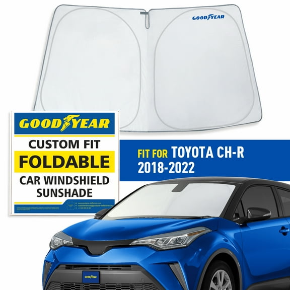 Goodyear Foldable Windshield Sun Shade for Toyota C-HR 2018-2022, Custom-Fit Car Windshield Cover, Car Sunshade, UV Protection, Vehicle Sun Protector,Auto Car Window Shades for Front Window - GY008267