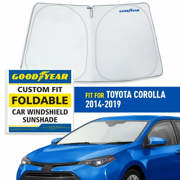 Goodyear Foldable Windshield Sun Shade for Toyota Corolla 2013-2019, Custom-Fit Car Windshield Cover,Car Sunshade,UV Protection,Vehicle Sun Protector,Auto Car Window Shades for Front Window - GY008269