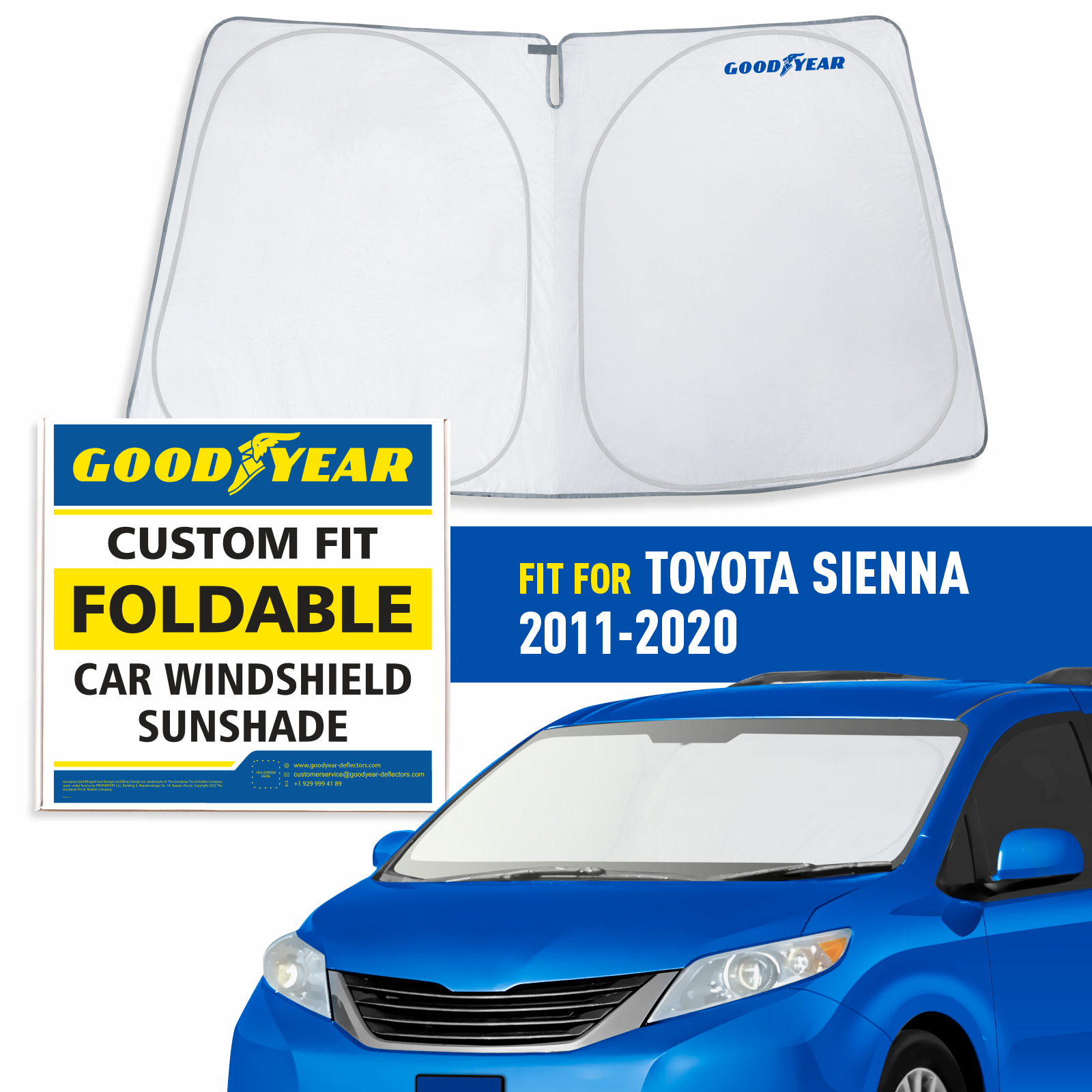 Prishelterpro Custom Fit Front Windshield Sun Shade For Toyota Sienna 2011-2019 - UV Block Reflective