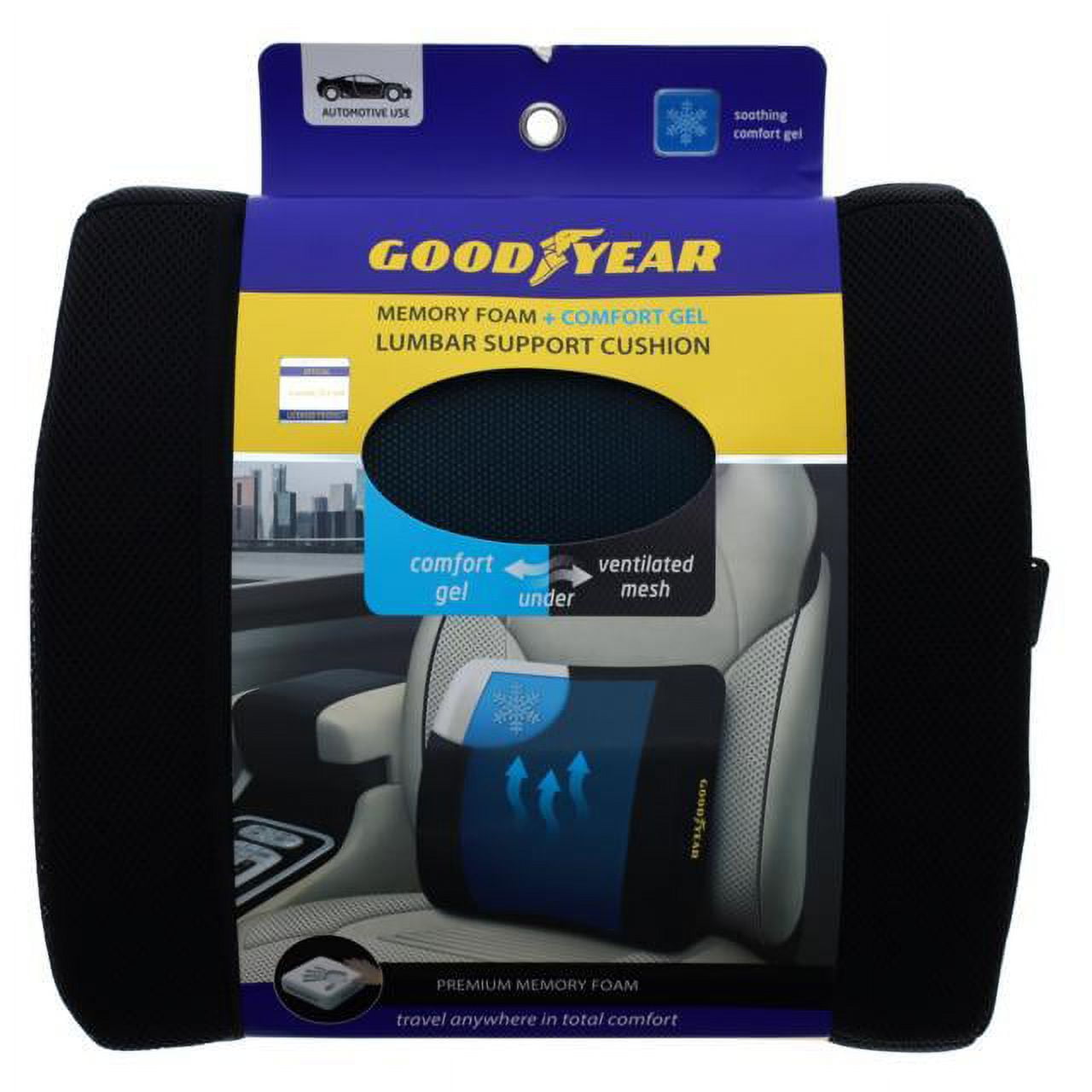 Gel Memory Foam Comfort Seat Cushion & Lumbar Support Pillow Set for Chair  Car