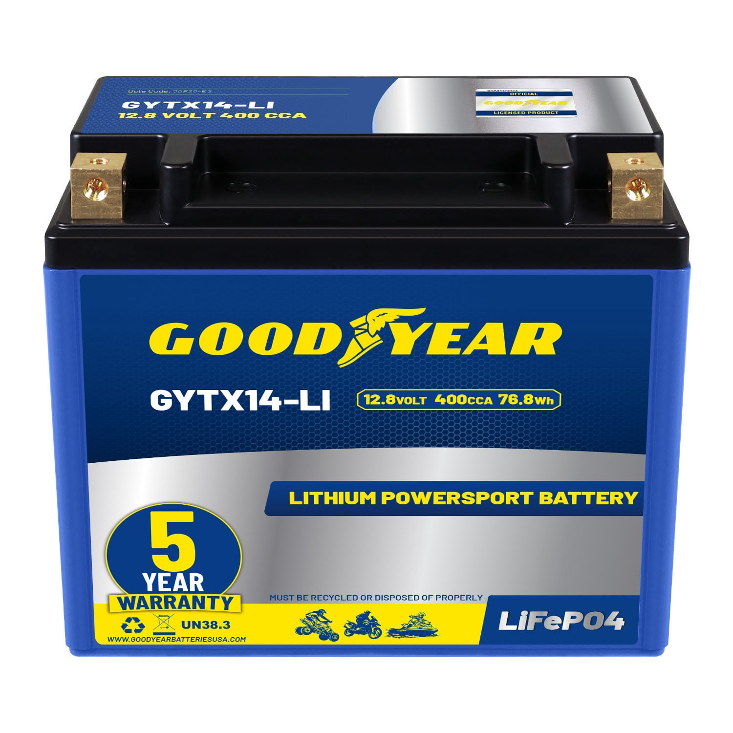 Goodyear GYTX14-LI Lithium LiFePO4 12.8V 400CCA Rechargeable High ...