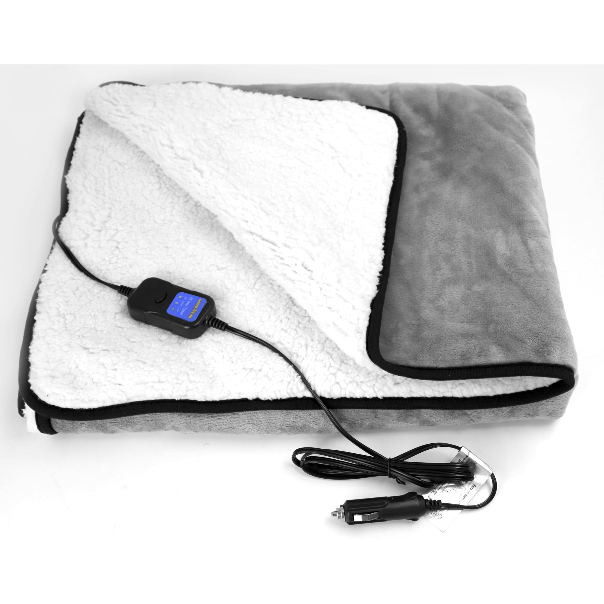 Goodyear Heated Travel Blanket Sherpa and Plush Two Sides, in Car Use Gray  - Walmart.com