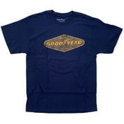 Goodyear Men's Officially Licensed Distressed Retro Graphic Print Logo in Navy Blue (Large)