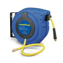 Goodyear Mountable Retractable Air Hose Reel - 3/8" x 50' Ft, 3' Ft Lead-In Hose, 1/4" NPT Connections