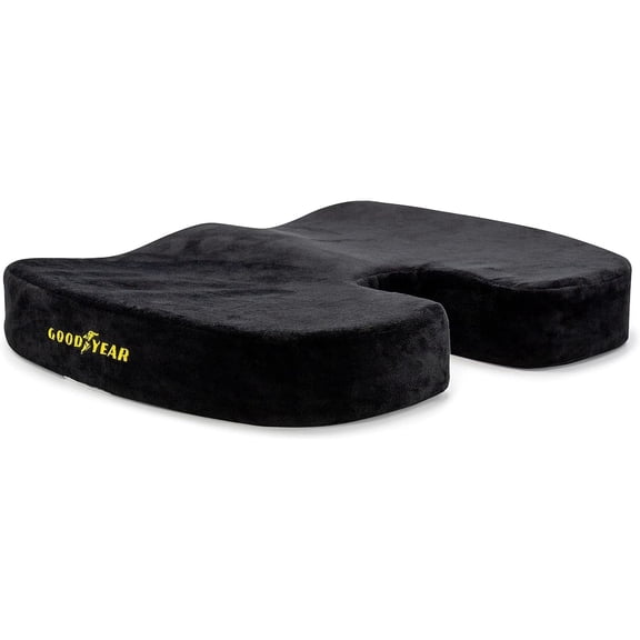 Goodyear Seat Cushion Contoured Shape Memory Foam with Non-Slip Bottom, Single, 16.9" L x 14" W x 3" H