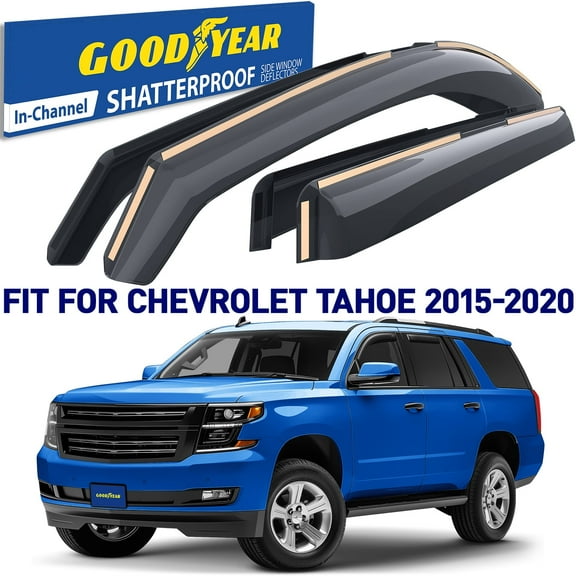 Goodyear Shatterproof in-Channel Window Deflectors for Chevrolet (Chevy) Tahoe 2015-2020, Rain Guards, Window Visors for Cars, Vent Deflector, Car Accessories, 4 pcs - GY007871