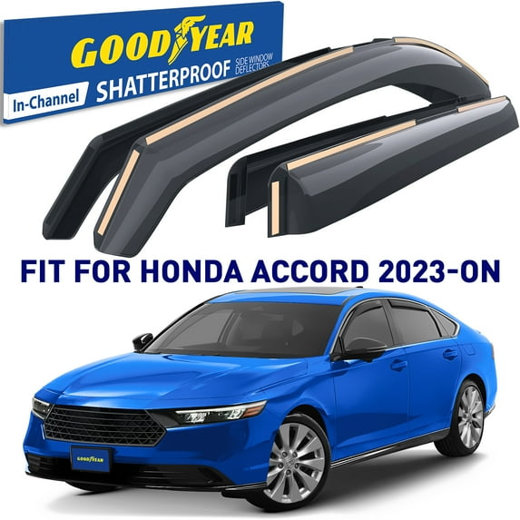 Goodyear Shatterproof In-Channel Window Deflectors for Honda Accord 2023-2025, Rain Guards, Window Visors for Cars, Vent Deflector, Car Accessories, 4 pcs - GY008162