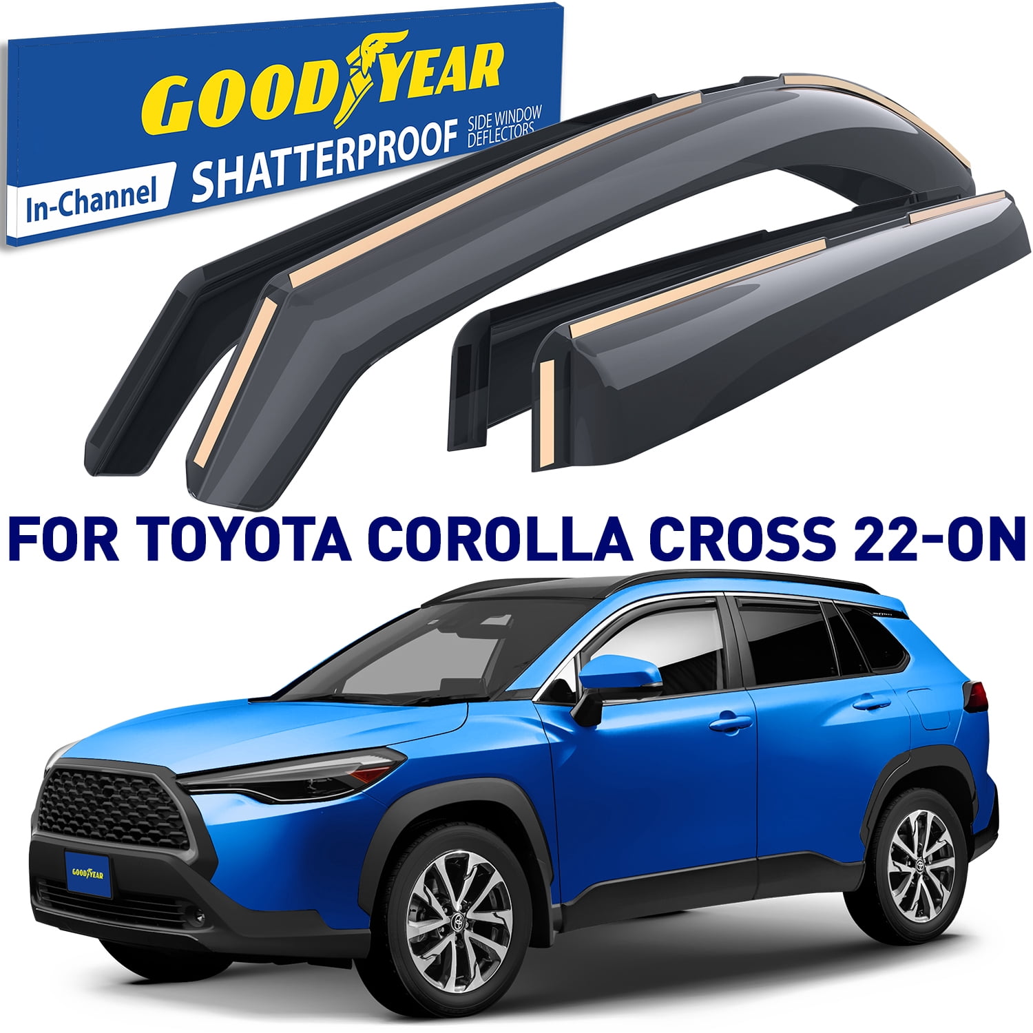 LETINGFAR Window Visor Rain Guards For Toyota Corolla 2003-2008 - Tape-On Wind Deflectors, Vent Shades, Car Accessories