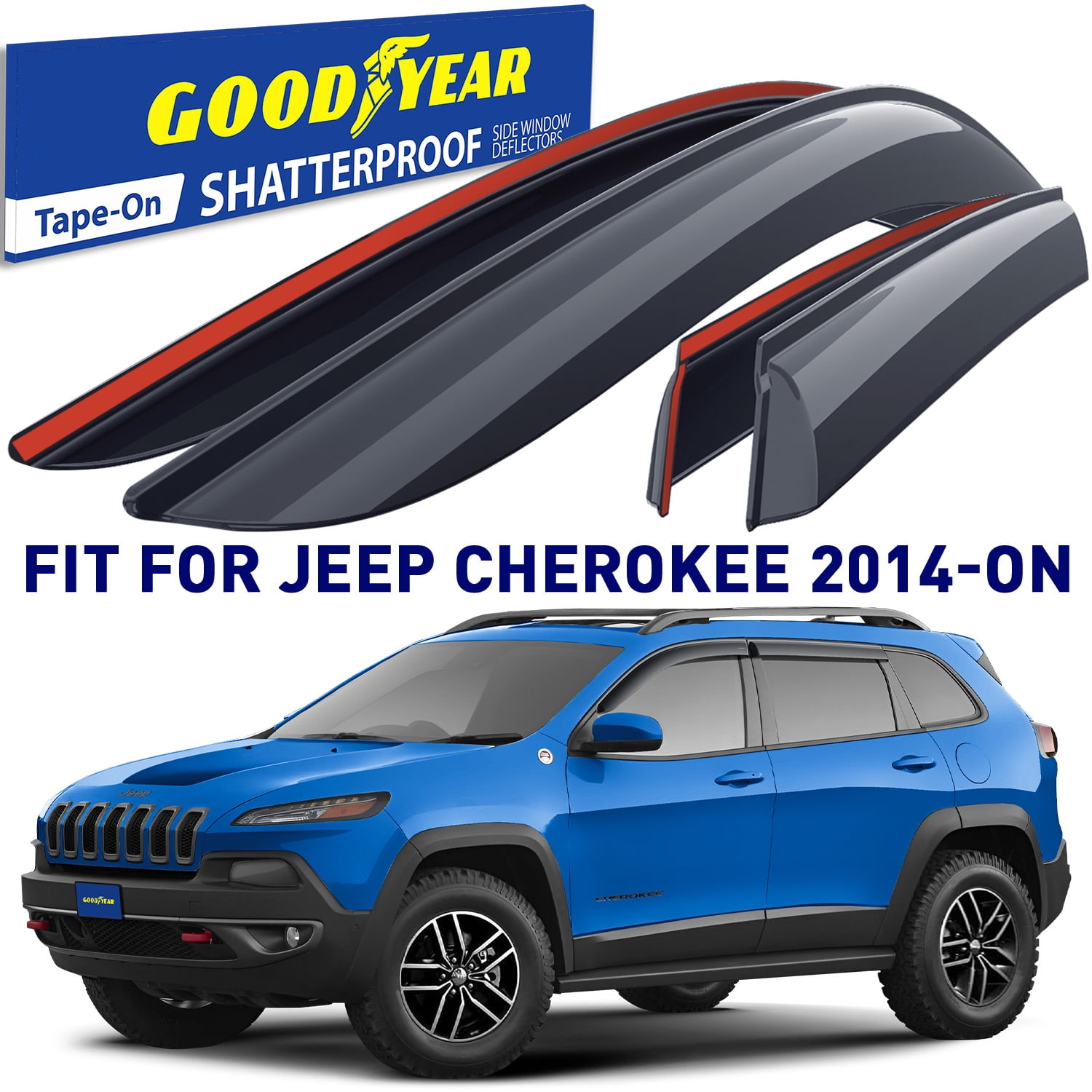 Goodyear Shatterproof Side Window Deflectors for Jeep Cherokee 2014