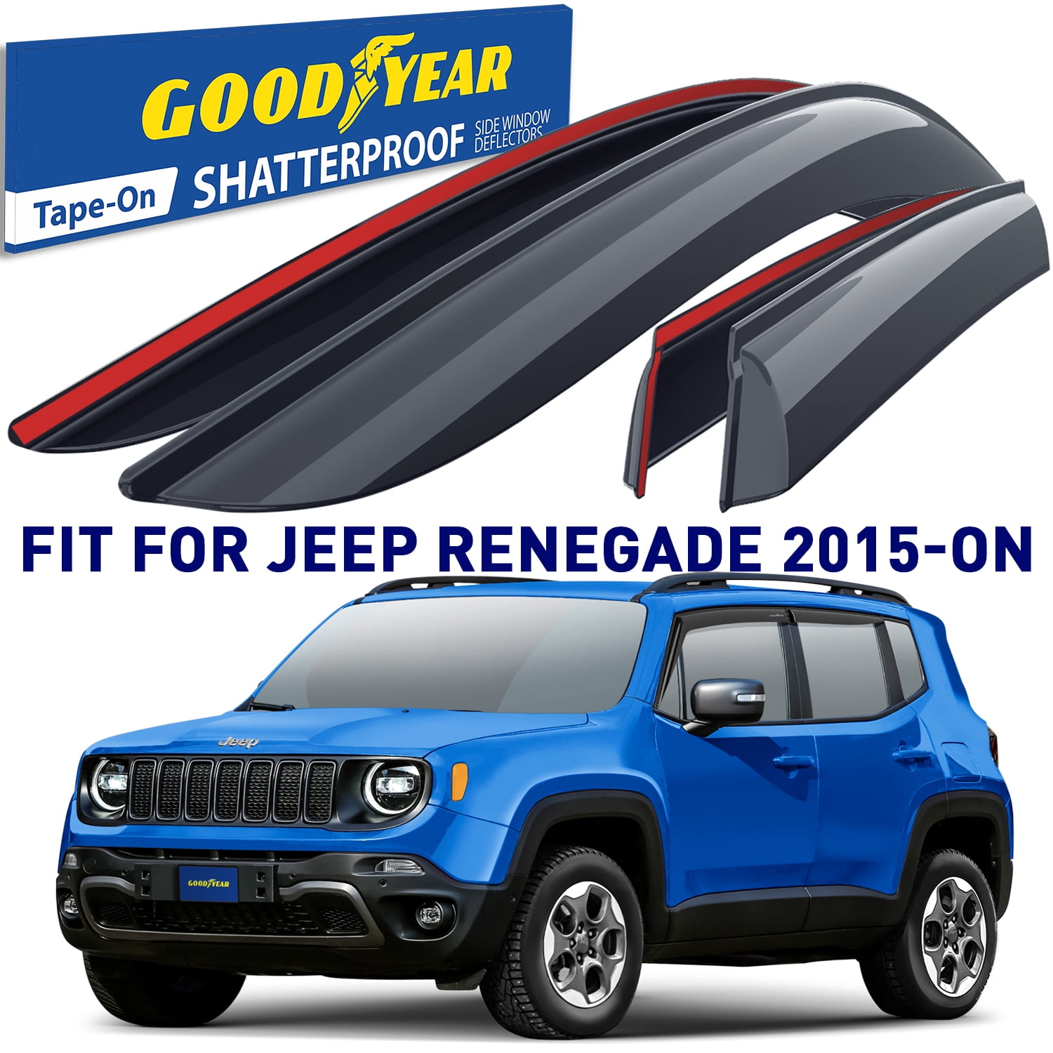 Goodyear Shatterproof Side Window Deflectors for Jeep Renegade 2015