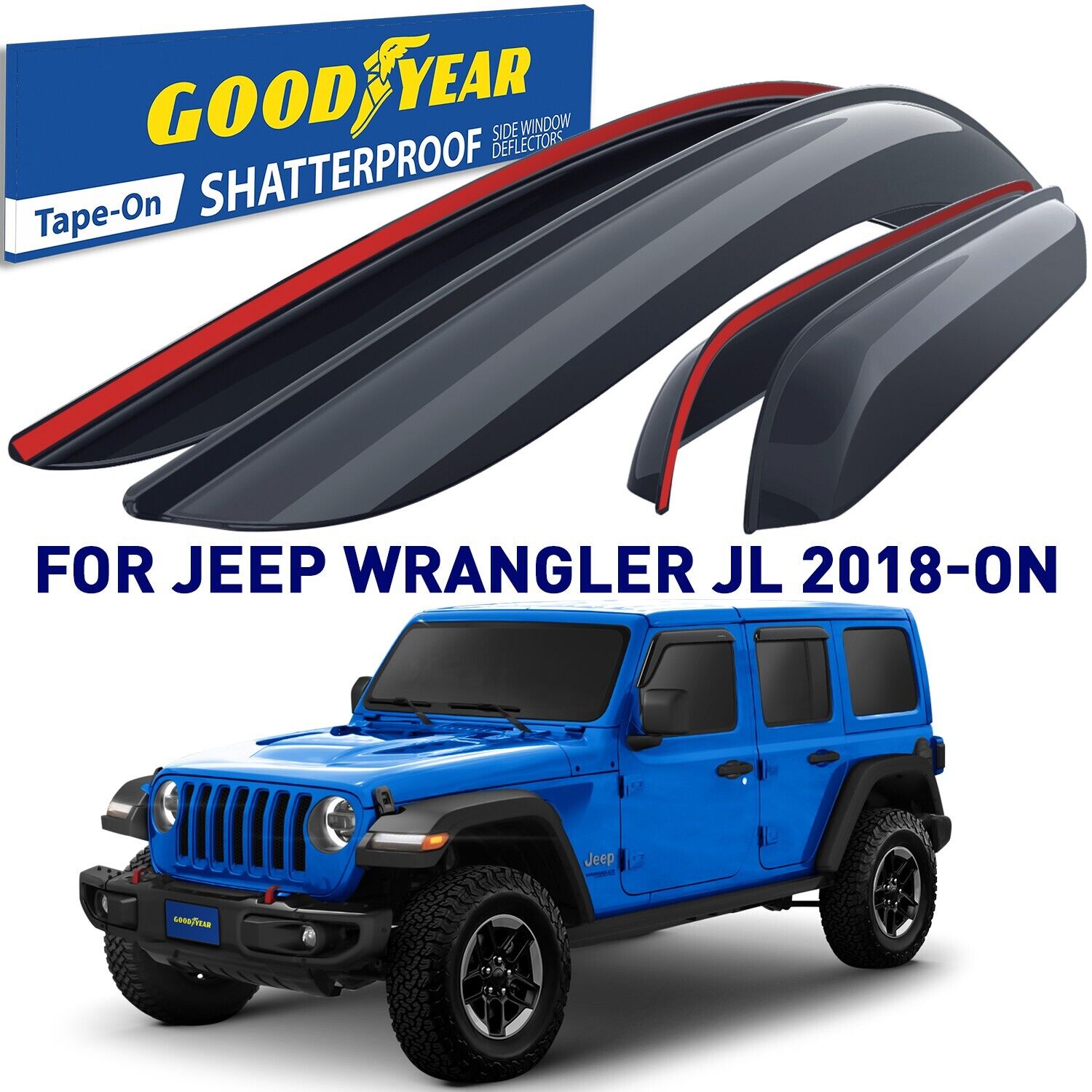 Goodyear Shatterproof Side Window Deflectors for Jeep Wrangler 2018