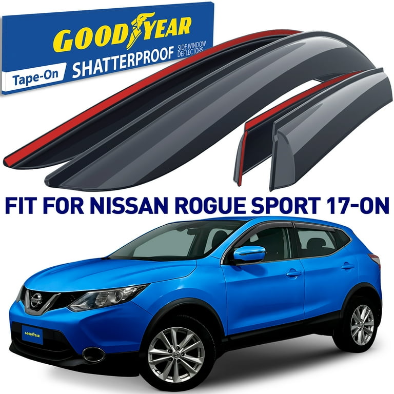 Goodyear Shatterproof Side Window Deflectors for Nissan Rogue Sport 2017 2024 Tape on Rain Guards Window Visors for Cars Vent Deflector Vent