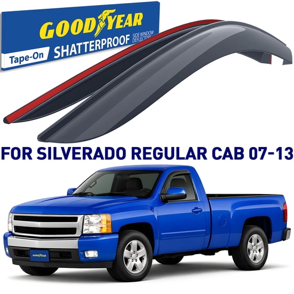 Goodyear Shatterproof Window Deflectors for Chevrolet (Chevy) Silverado/GMC Sierra 2007-2013 Regular Cab, Tape-on Rain Guards, Window Visors,Vent Deflector, Vent Visor,Truck Accessories 2pcs-GY003101