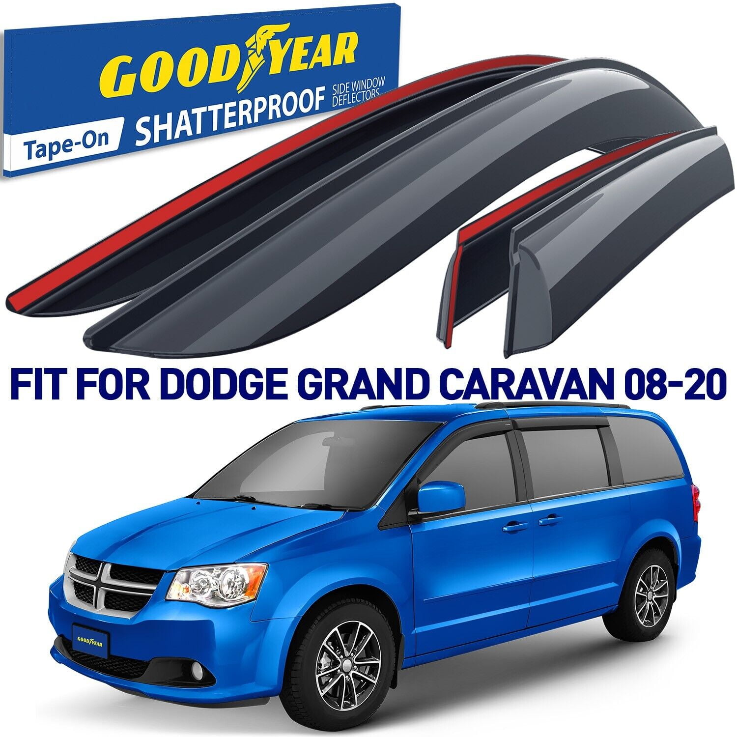 Goodyear Shatterproof Window Deflectors for Dodge Grand Caravan 20082023/Chrysler Town&Country