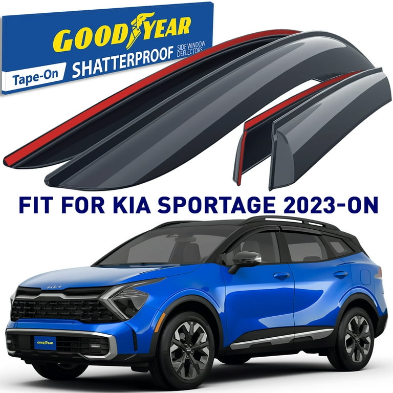 Goodyear Shatterproof Window Deflectors for Kia Sportage 2023, Tape-on Rain  Guards, Window Visors, Vent Deflector Visor, Car Accessories, 4 pcs. -  GY008649 