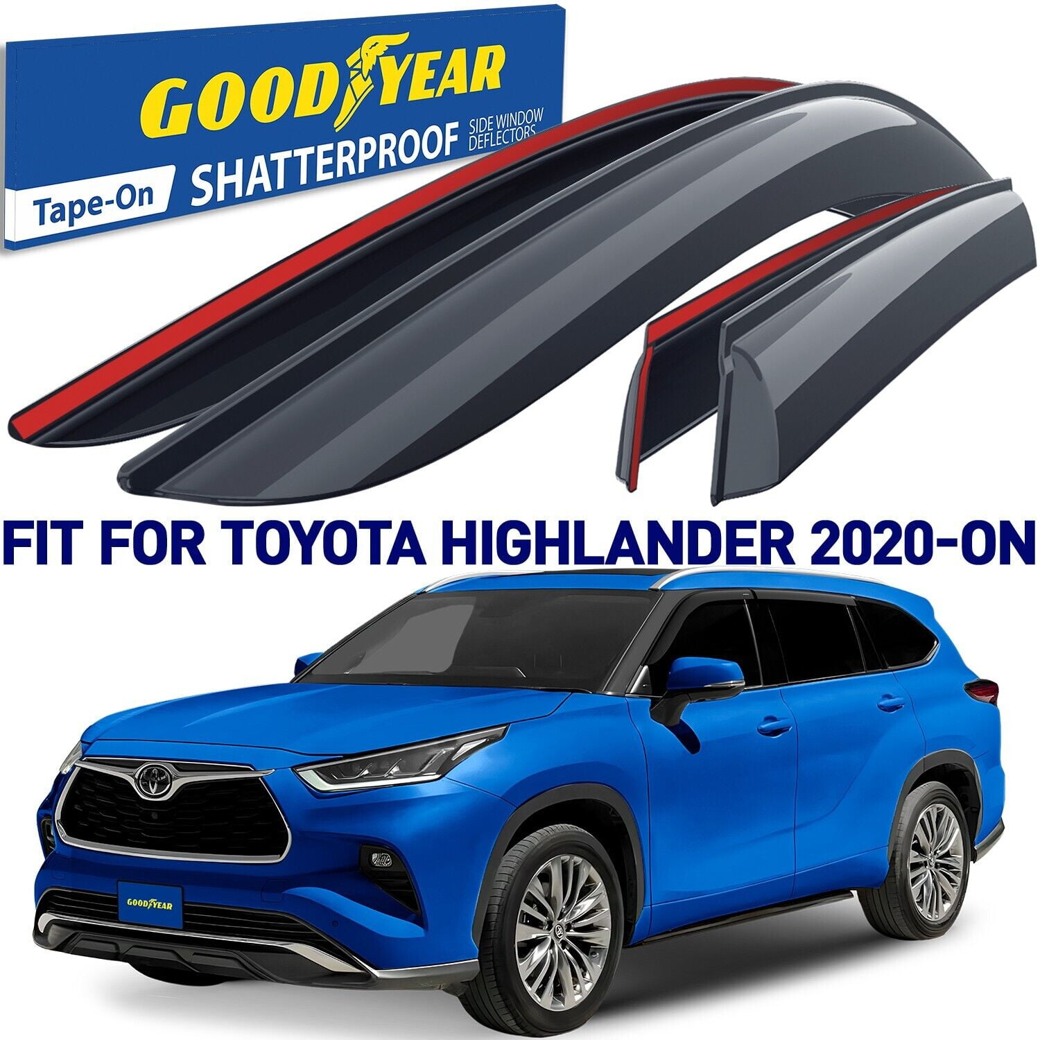 Goodyear Shatterproof Window Deflectors for Toyota Highlander 20202024
