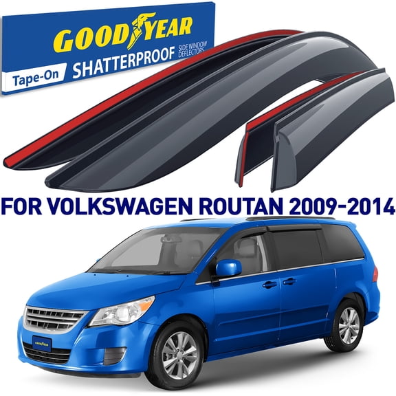 Goodyear Shatterproof Window Deflectors for Volkswagen (VW) Routan 2009-2014, Tape-on Rain Guards, Window Visors, Vent Deflector Visor,Car Accessories,4 pcs. - GY008633