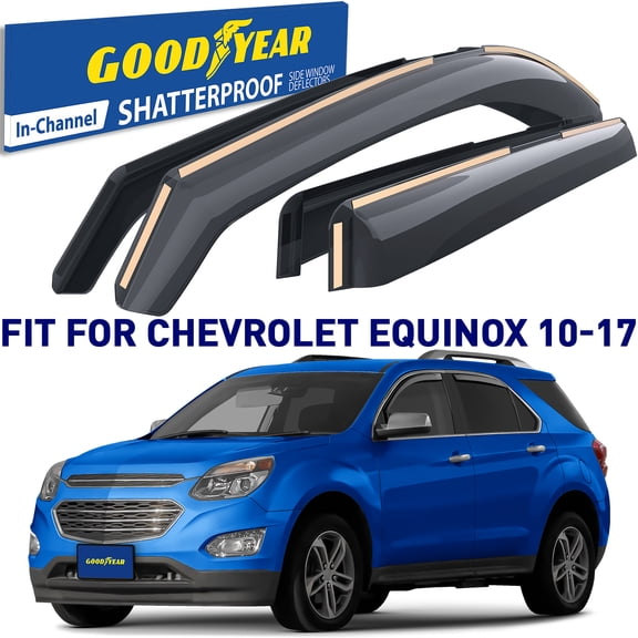Goodyear Shatterproof in-Channel Window Deflectors for Chevrolet (Chevy) Equinox 2010-2017, Rain Guards, Window Visors for Cars, Vent Deflector, Car Accessories, 4 pcs - GY003488