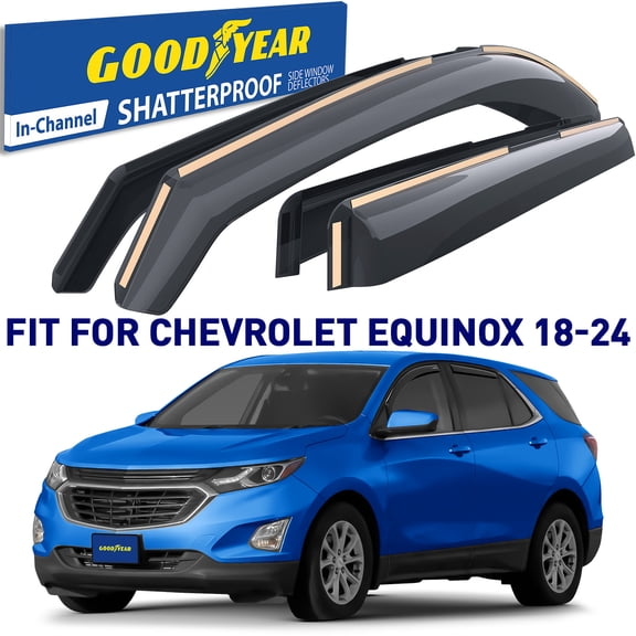 Goodyear Shatterproof in-Channel Window Deflectors for Chevrolet (Chevy) Equinox 2018-2024, Rain Guards, Window Visors for Cars, Vent Deflector, Car Accessories, 4 pcs - GY003489