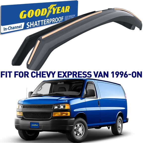 Goodyear Shatterproof In-Channel Window Deflectors for Chevrolet (Chevy) Express Van/GMC Savana 1996-2026, Rain Guards, Window Visors for Cars, Vent Deflector, Car Accessories, 2 pcs- GY003436LP