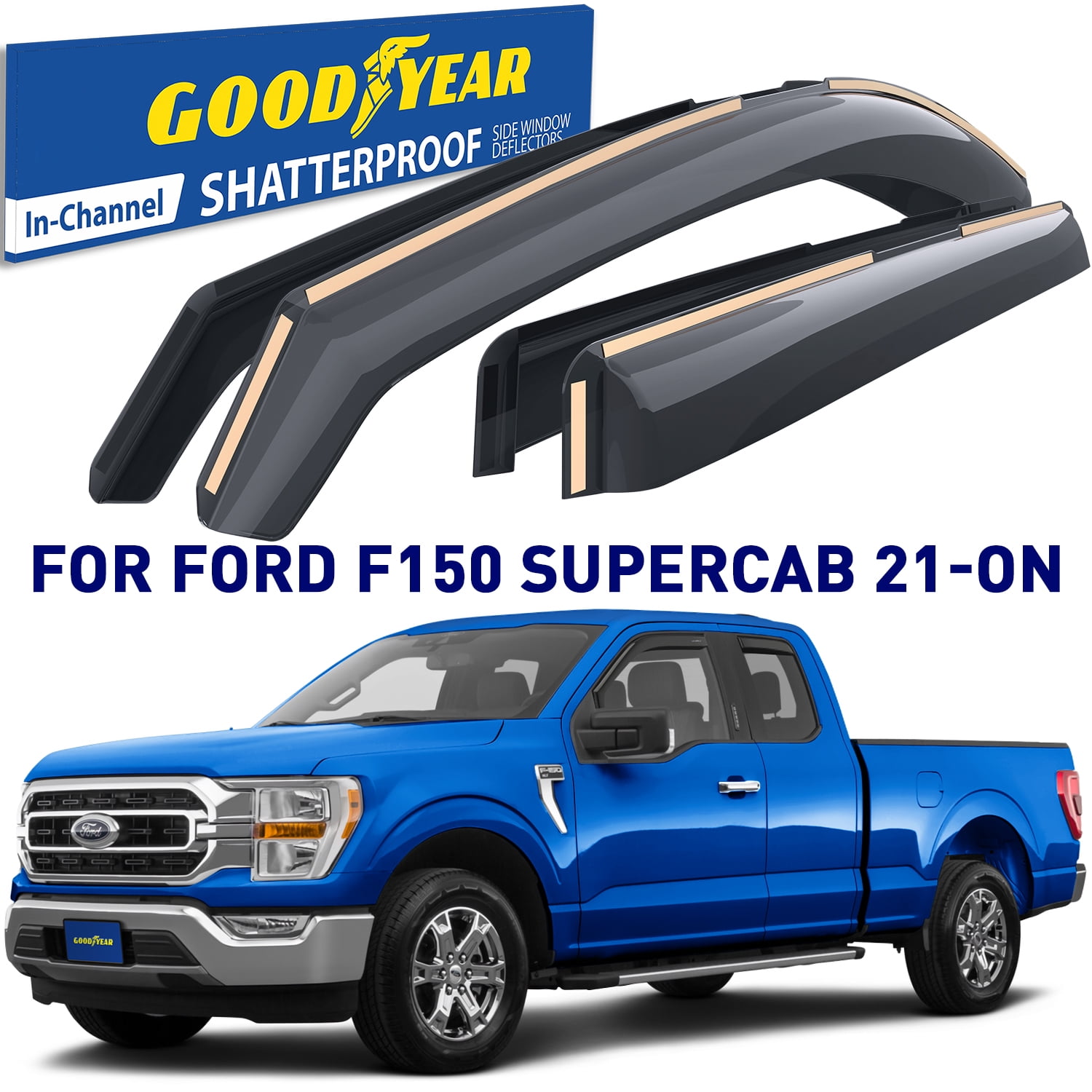 Goodyear Shatterproof inChannel Window Deflectors for Ford F150 2021