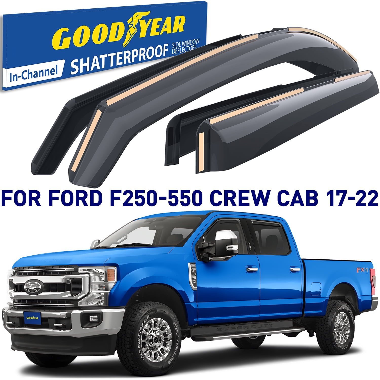 Goodyear Shatterproof inChannel Window Deflectors for Ford F250 to
