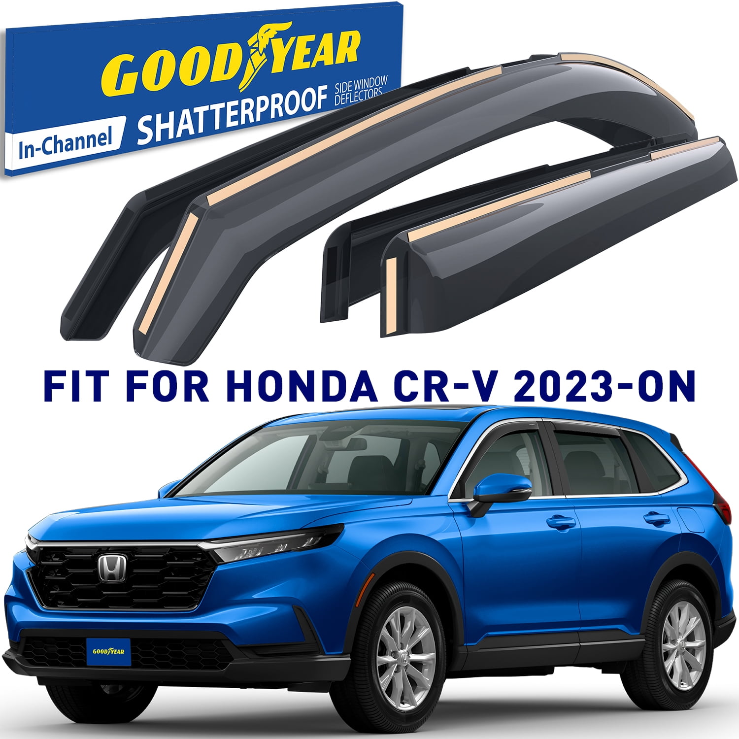Goodyear Shatterproof in-Channel Window Deflectors for Honda CR-V  2023-2024, Rain Guards, Window Visors for Cars, Vent Deflector, Car  Accessories, 4